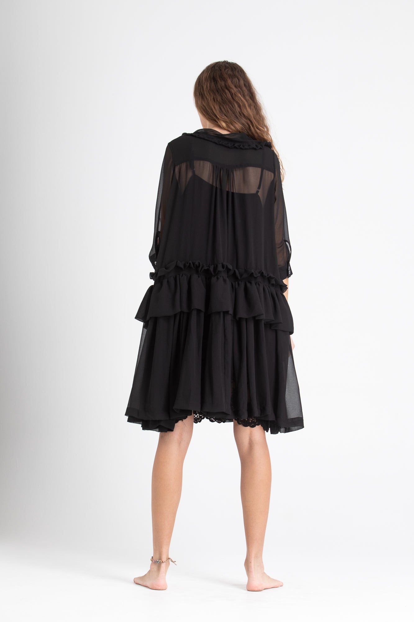 black chiffon coat dress,