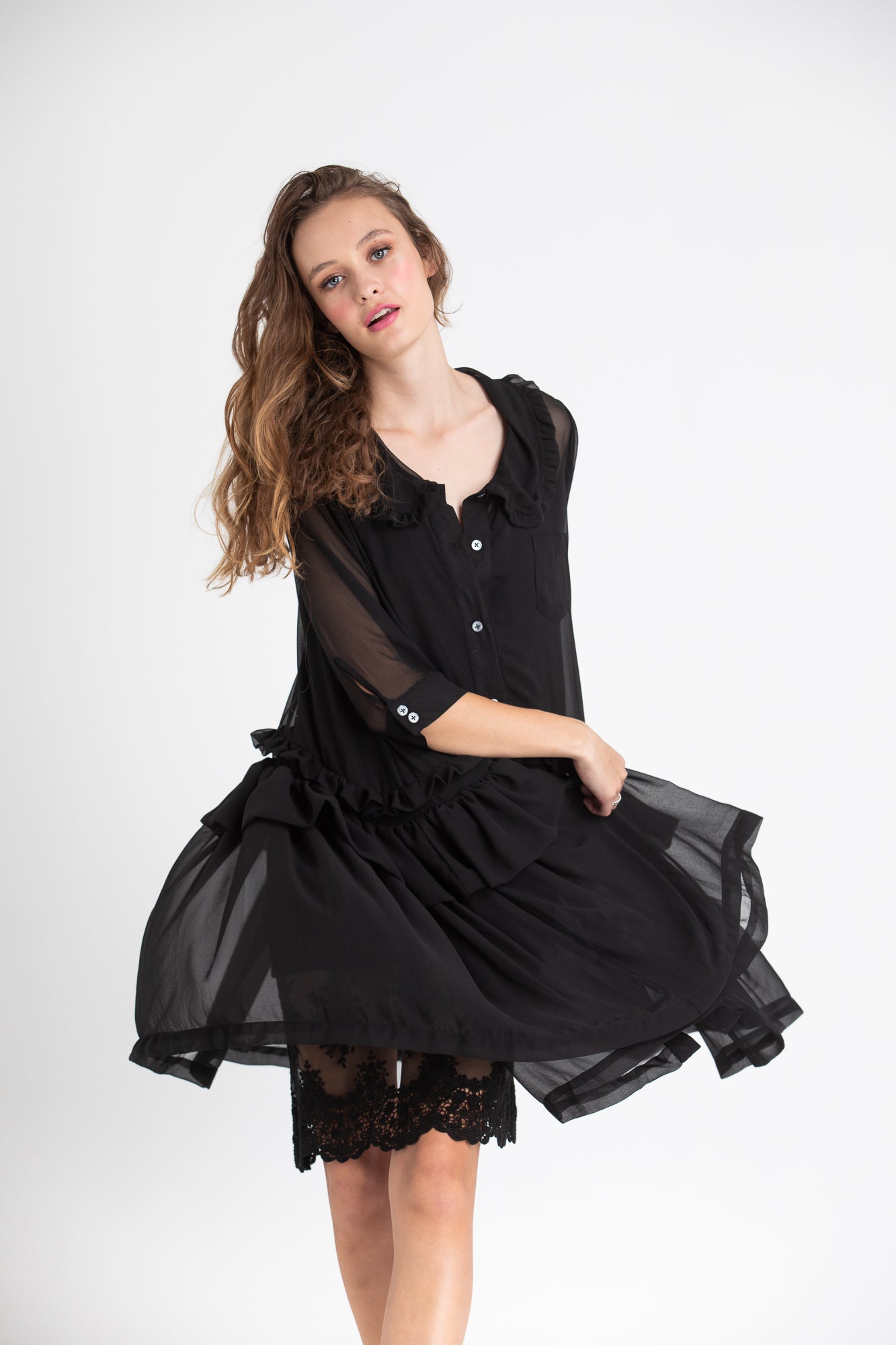 black chiffon coat dress,