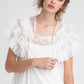 Tulle Ruffled Collar. White