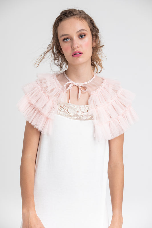 Tulle Ruffled Collar . Pink