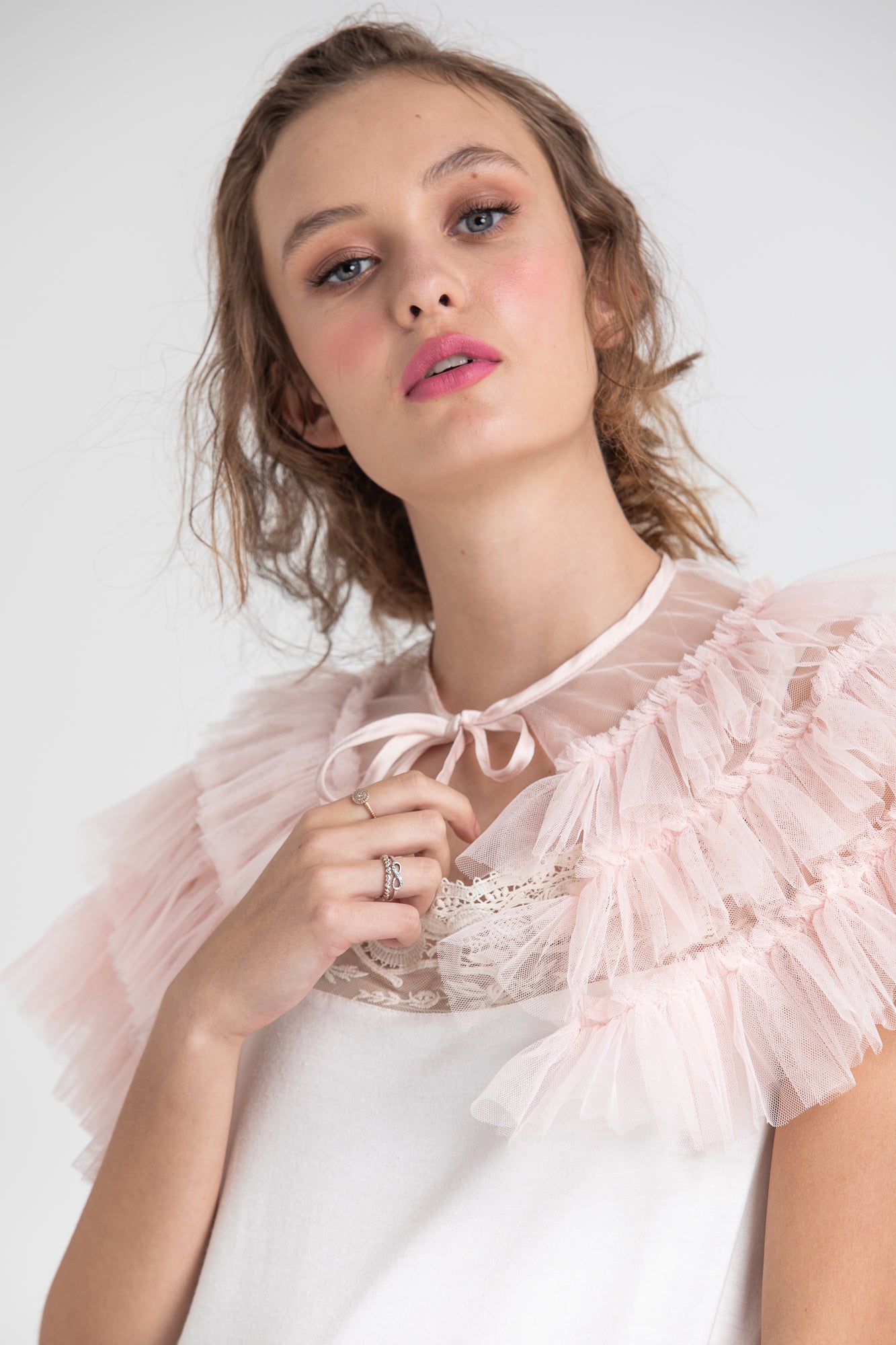 pale blush tulle Faerie cape.