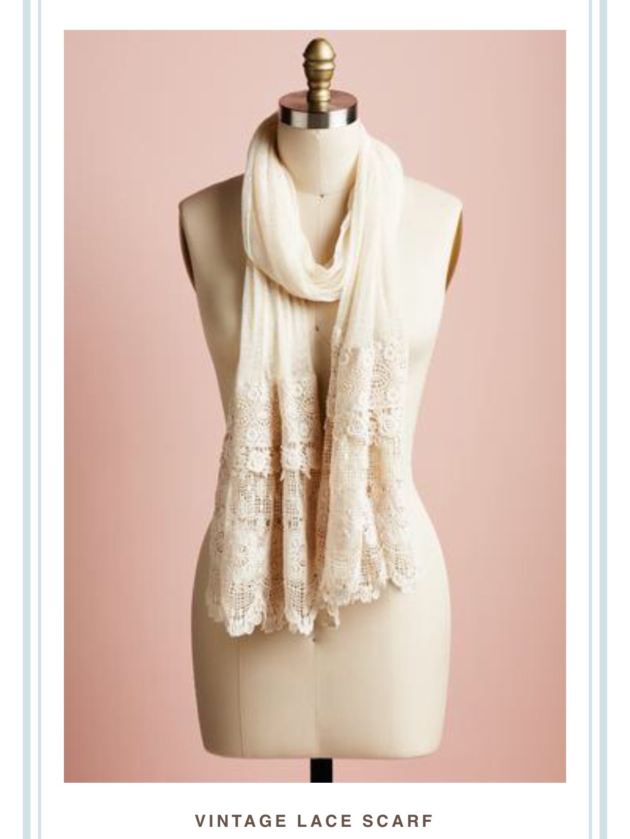 Vintage Lace scarf. cream.