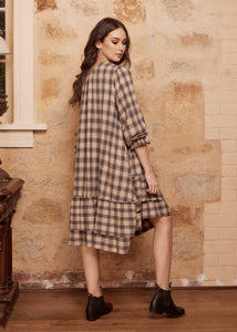 Somerset Plaid dress. Paynes Grey