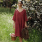 Stella linen dress. Antique Rust.