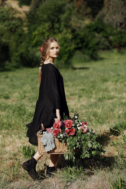 Clarissa Linen dress. Black