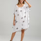 Rosabella linen polka dot dress. white and grey