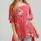 Contessa Linen Floral top . Watermelon