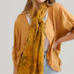 Floral cotton scarf. Mustard.