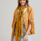 Floral cotton scarf. Mustard.
