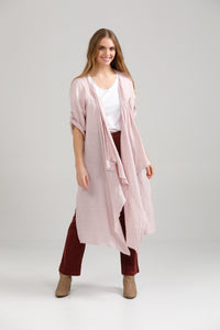 Sabine Linen Duster Coat. Blush