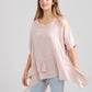 Sorrento linen top.. Pale Pink