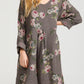 Amelia floral linen dress. charcoal