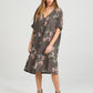 Abigail Floral linen coatdress . Charcoal