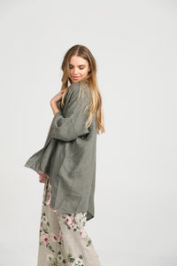 Teddie Linen Shirt. Khaki