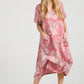 Primavera linen floral dress. Rose Pink Floral.