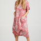 Primavera linen floral dress. Rose Pink Floral.