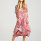 Primavera linen floral dress. Rose Pink Floral.