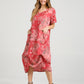 Primavera linen floral dress. Watermelon  Floral