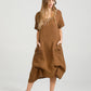 Primavera linen dress. Tobacco