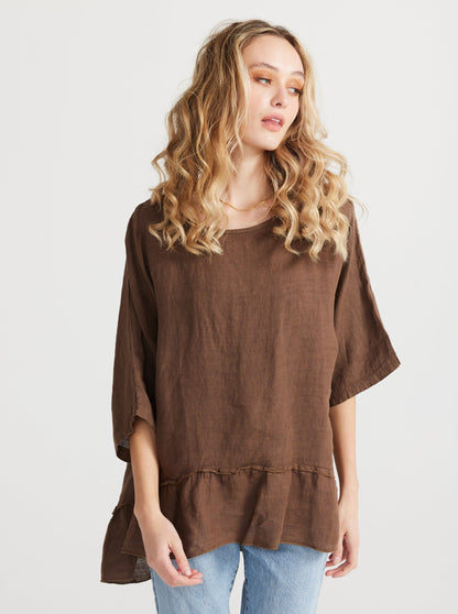Priscilla linen top.  Tobacco