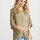 Priscilla linen top. Olive.
