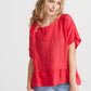 Priscilla linen top. Christmas red