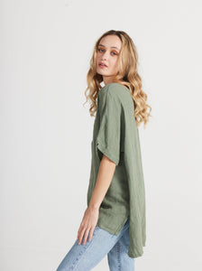 Contessa linen top. Olive