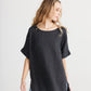Contessa Linen Top. Charcoal