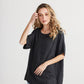 Contessa Linen Top. Charcoal