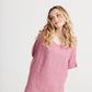 Contessa Linen Top. Rose Pink