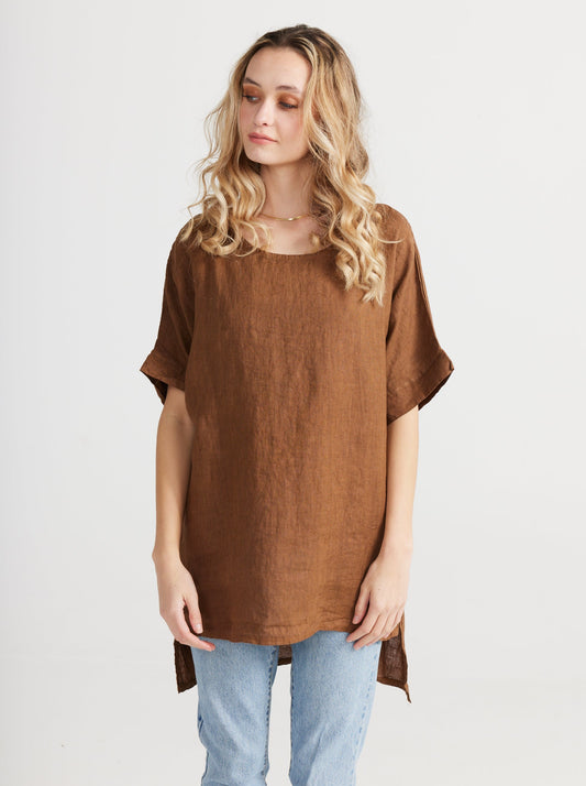 Contessa linen top. tobacco