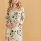 Amelia Floral Linen dress. Antique Cream