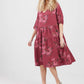 Stella Linen Floral dress. Bordeaux