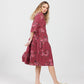 Stella Linen Floral dress. Bordeaux