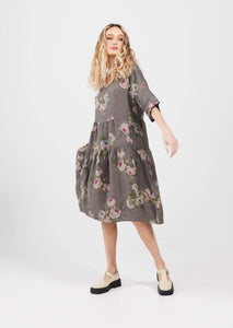 Stella Floral Linen Dress.  Charcoal
