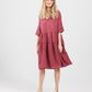 Stella Linen Dress. Berry