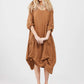 Primavera linen dress. Tobacco. Long-sleeved