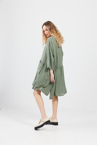 Clarissa linen dress. Olive