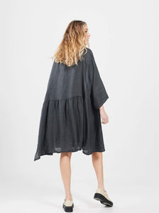 Clarissa Linen Dress. Charcoal