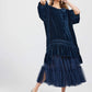 Florentine Velvet Coatdress. Midnight Blue