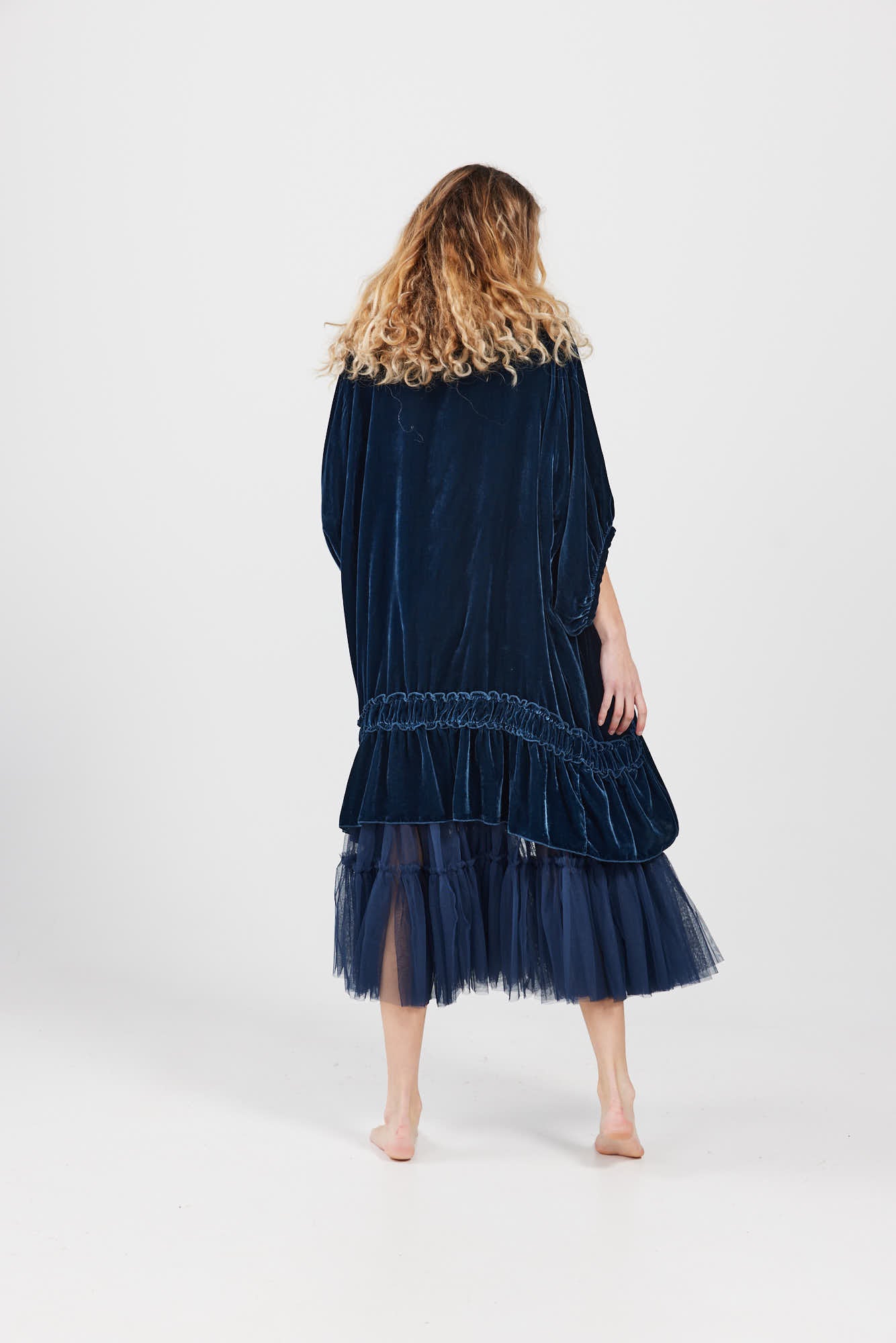 H and m blue velvet dress sale