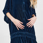 Florentine Velvet Coatdress. Midnight Blue