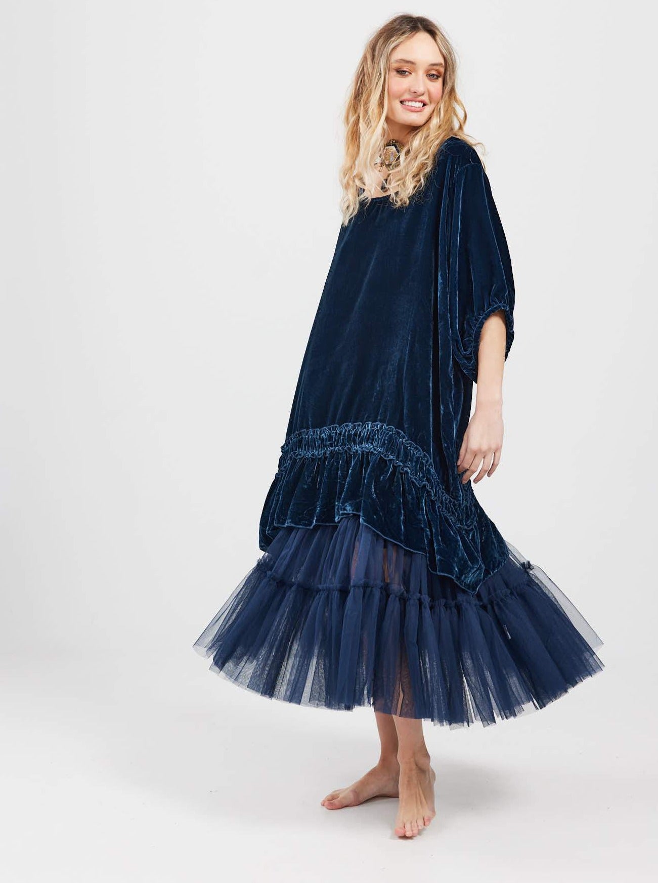 Violette Velvet dress. Midnight Blue