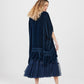 Florentine Velvet Coatdress. Midnight Blue