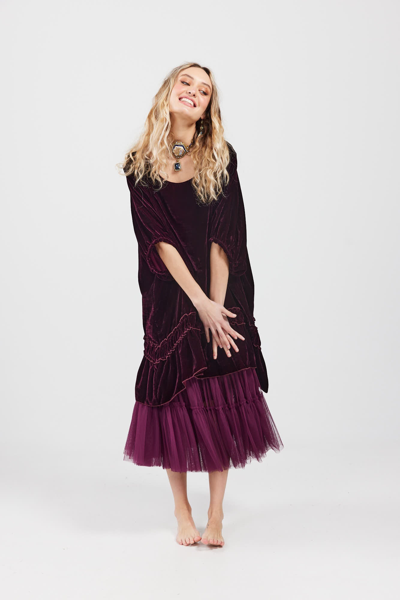 Violette Velvet Dress.   Bordeaux