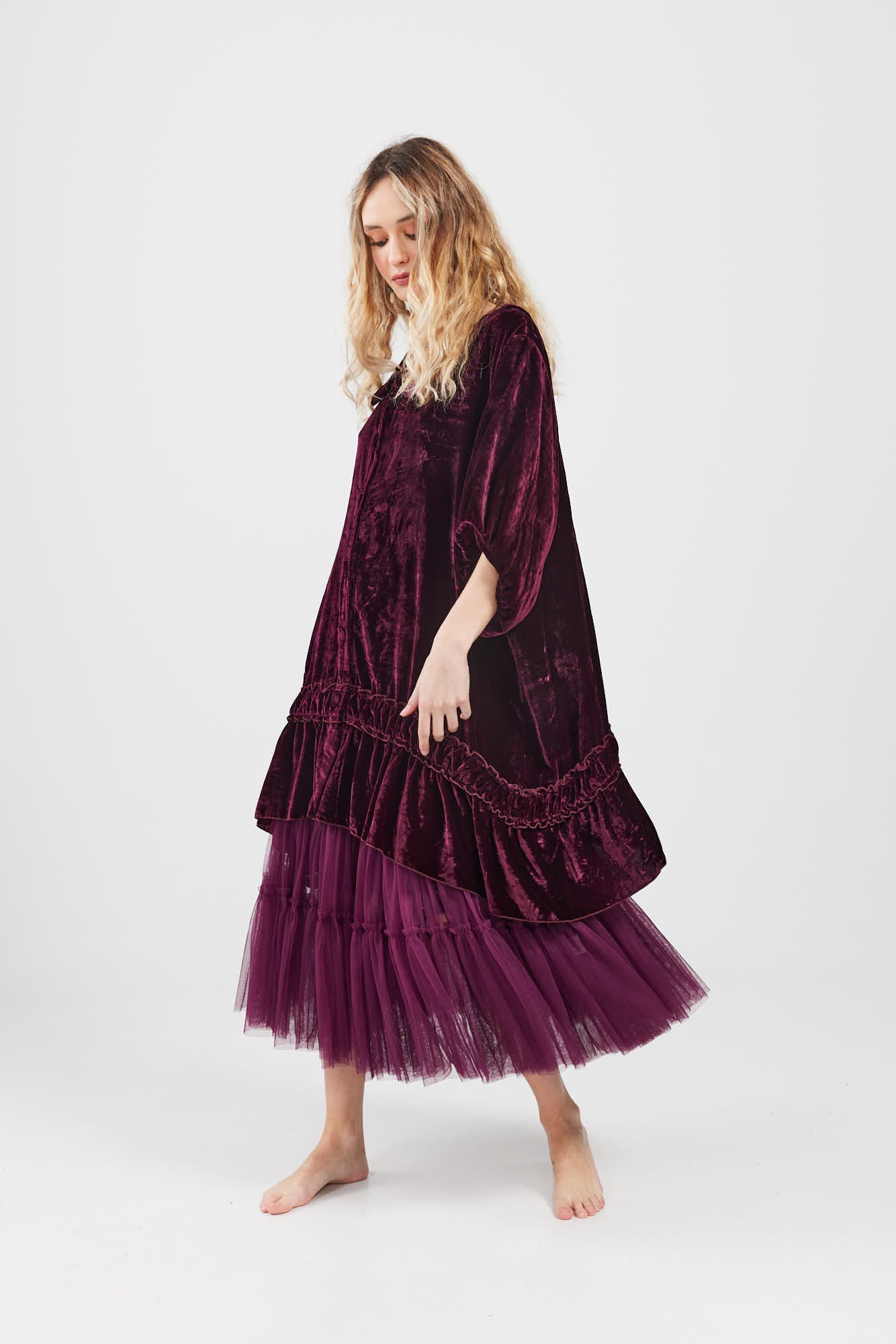 Violette Velvet Dress.   Bordeaux