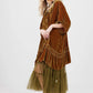 Florentine Velvet Coatdress. Russet Gold.