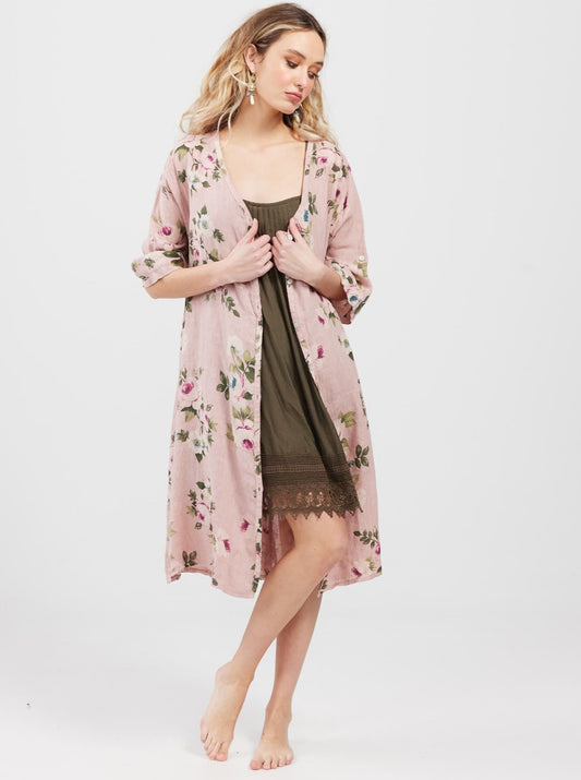 Abigail Floral Coatdress. Antique Rose