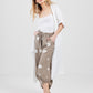 LuLu Linen pants. Taupe Polka dot.