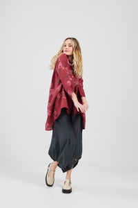 Teddie Floral linen shirt. Berry